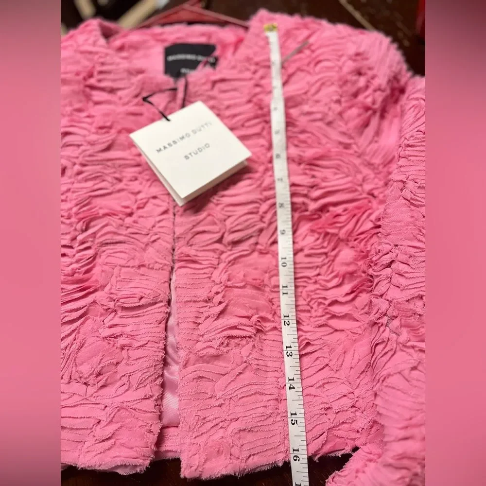 NWT Massimo Dutti Pink Textured Blazer Crop Jacket Sz Small RARE